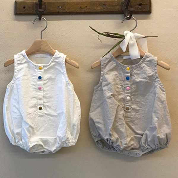

rompers linen cotton boys romper summer sleeveless infant jumpsuit for toddler clothing girls overalls children bodysuit outfits, Blue