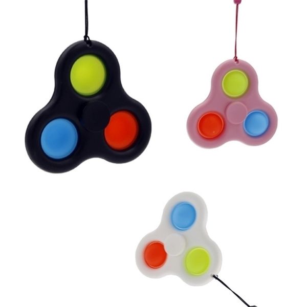 

simple finger game fidget poo-its toy key ring creative push press bubble popper keychains lanyard keychain decompression anti stress relief, Blue