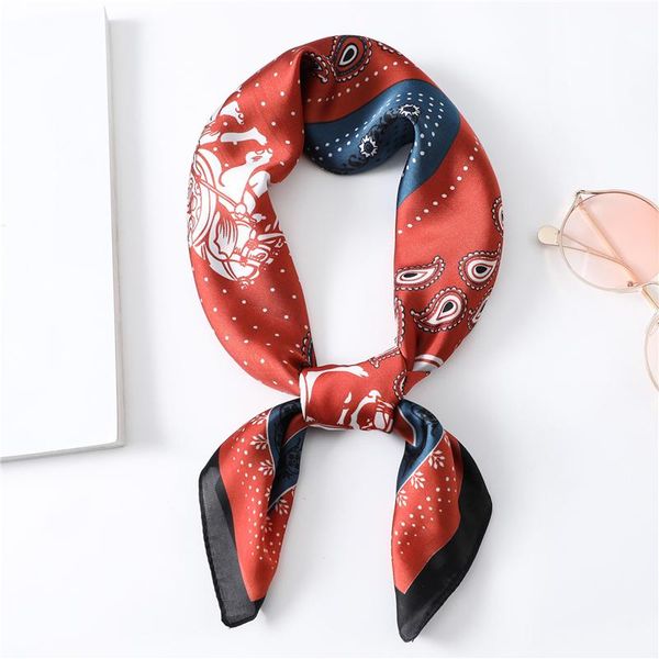 

scarves silk scarf women hijab headband hair bands shawl wraps lady square foulard design print bandana turban 2021, Blue;gray