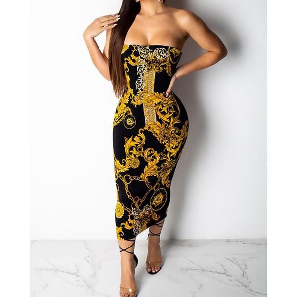 

casual dresses women fashion gold chain print sleeveless bodycon word collar backless dress vestidos de verano, Black;gray