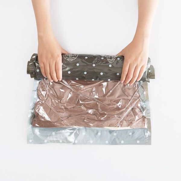 

storage bags portable clothes bag organizer hand rolling vaccum compressed travel saving space folding seal packing sacks
