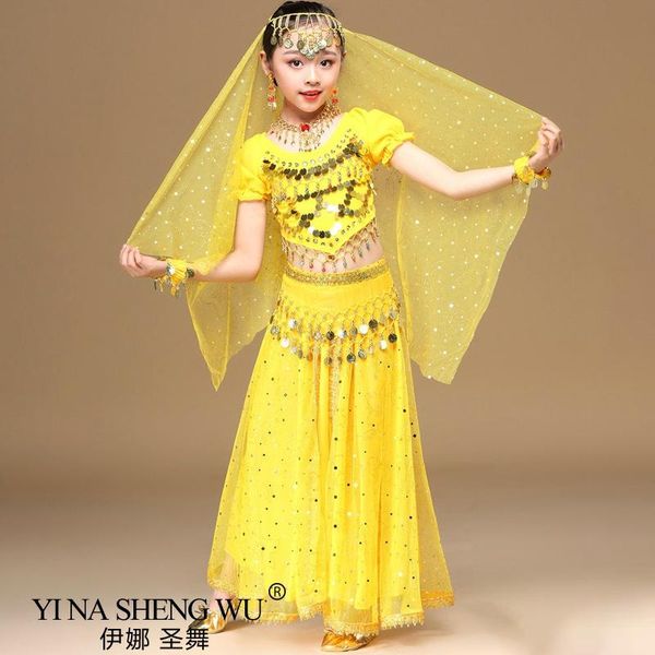 

stage wear fashion child belly dance costume girl dress bollywood bellydance kids ethnic performance skirt suit, Black;red