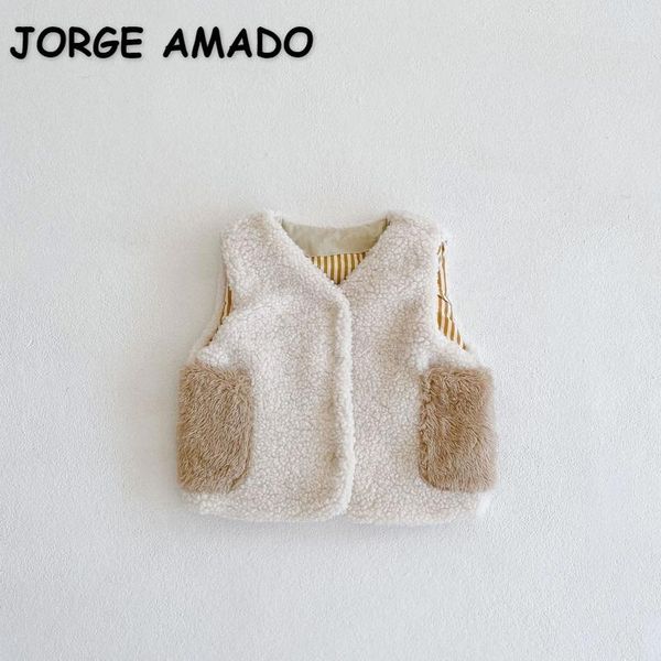 

waistcoat 2021 winter girls boys vest patchwork cartoon lion single breasted double- layer cotton fleece waistcoats kids thick coat e5010, Camo