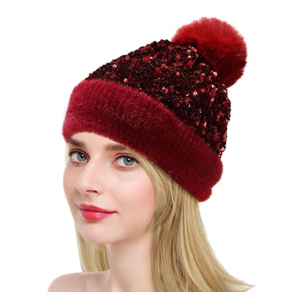 Beanie/Kafatası Kapakları Noel Kırmızı Kış Şapkaları Kadınlar İçin Beanie Şapka Sıcak Beanies Bayanlar Örme Kaşmir Sonbahar Katı Bonnet 2022 Yıl