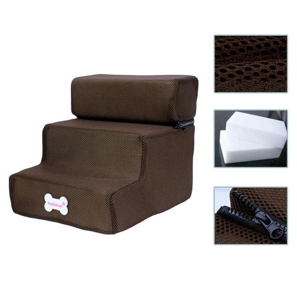 

Kennels & Pens Puppy Cats Pet Breathable Sponge 3 Steps Stair Removable Non-slip Ramp Climbing Detachable Bed Ladder Supplies