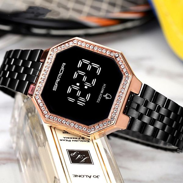 

wristwatches arrival touch screen digital watch for women famous waterproof watches fashion female clock relogio feminino, Slivery;brown