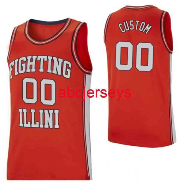 

stitched illinois fighting illini basketball jersey xs-6xl add any name number, Black