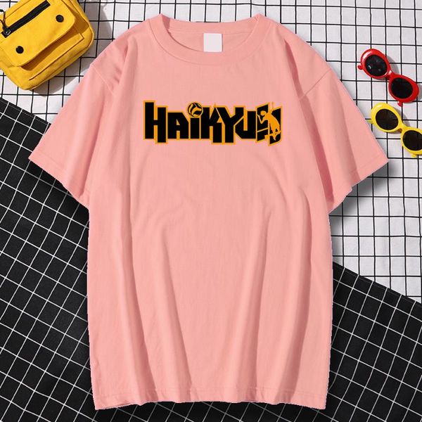 

men's t-shirts fashion vintage tee shirts round neck t japanese cartoon haikyuu printing clothing short sleeve loose tshirt man, White;black