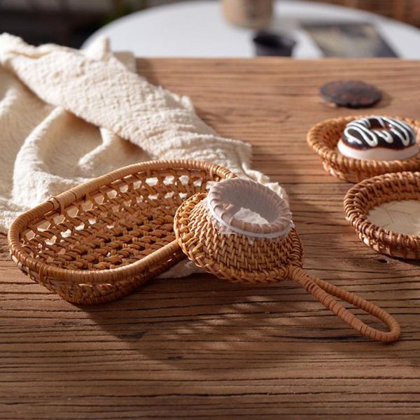 

storage baskets hollow rattan woven basket deskholder fruit container po props