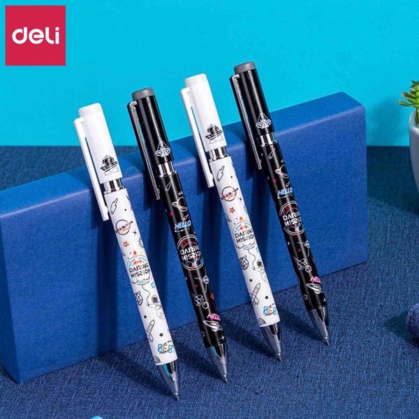 

a611 deli neutral pen 0.38mm push needle black student writing