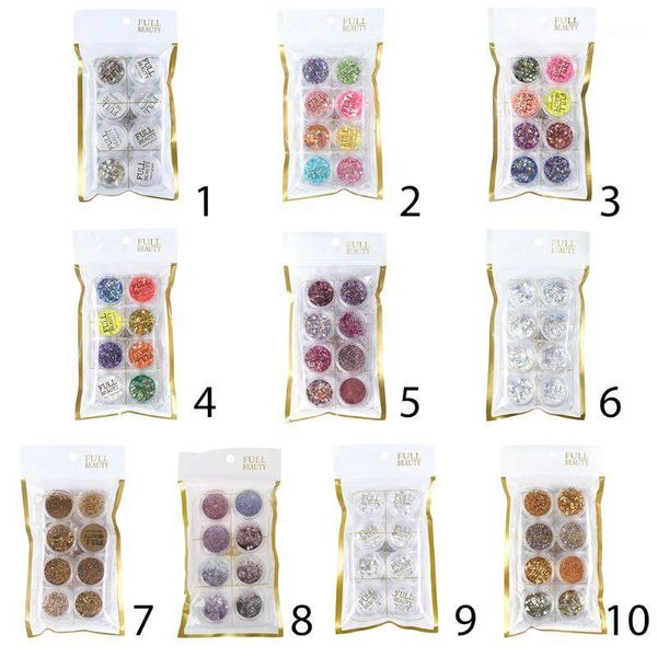 

box/set irregular small round glitter paillette mix color sequins transparent flakes for diy nail art manicure tips decoration1, Silver;gold