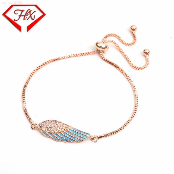 

luxury leather hx selling adjustable angel wings for valentine's day gift aaa zircon designer jewelrymen bracelets, Golden;silver