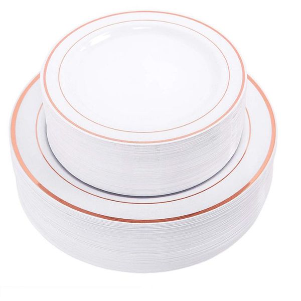 

disposable dinnerware 40pcs 10inch 7.5inch rose gold plate party tableware supplies wedding birthday