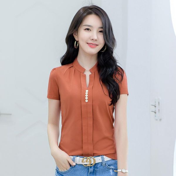 

women's t-shirt the spring/summer 2021 fashion trends cotton dollars collar button design t-shirts, White