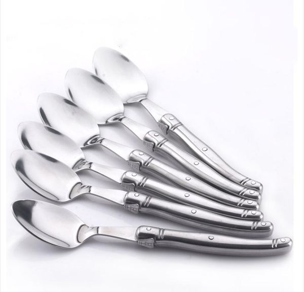 

spoons 6'' 15cm teaspoon stainless steel laguiole style hollow handle mini coffee spoon small dessert tea silver dinnerware set
