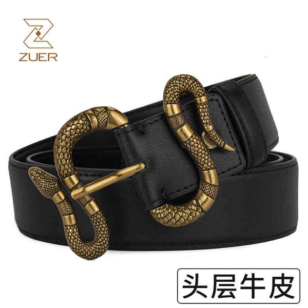 

belts buckles zuer men's double g snake head needle buckle brand leather belt, Black;brown