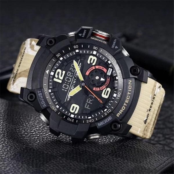 

wristwatches japan -1000 men leisure wristwatch women chronograph sport led multi-function digital dual display couple watches, Slivery;brown