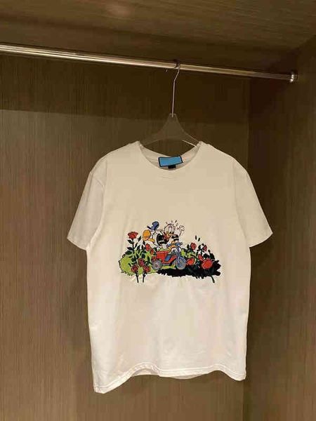 

2022 factory wholesale new high version 022506 summer embroidery short sleeve fashion men's and women's same couple's loose c, White