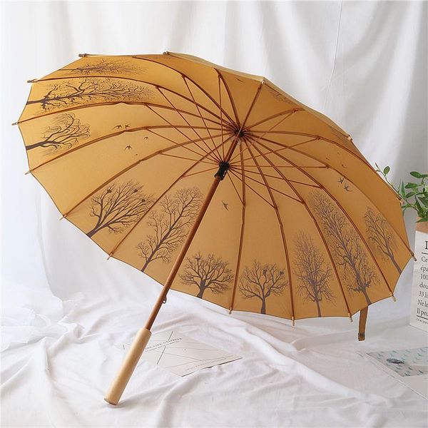 

umbrellas wood long handle umbrella storage women fabric cute girl golf luxury sun protection parapluie windproof parasol ea6cbs