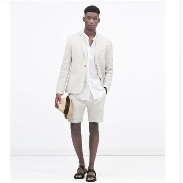 

the latest linen men suits with short pants for wedding 2 pieces mens slim fit terno masculino groom blazer party men's & blazers, White;black