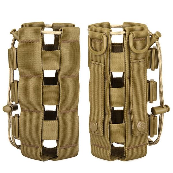 

military outdoor travel hiking drawstring water bottle upgraded tactical bag molle holder kettle carrier bags
