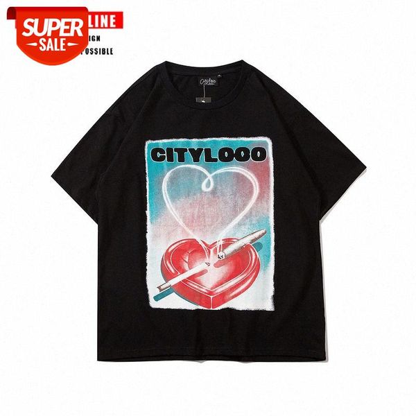 

japanese simple year men and women casual street fashion love loose lovers korean short-sleeved t-shirt #jd38, White;black
