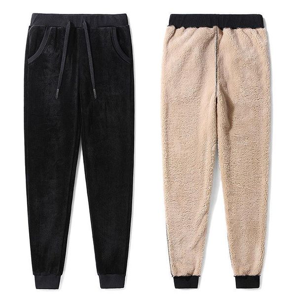 

women's pants & capris gold velvet lambs wool winter women thicken lace up warm cotton trousers soft long sweatpants pantalon femme c51, Black;white