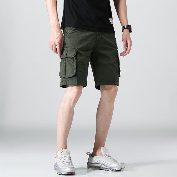 

97% cotton 3% spandex casual pants solid knee length summer men's trousers loose style slight stretch fashion youth shorts 6081, White;black