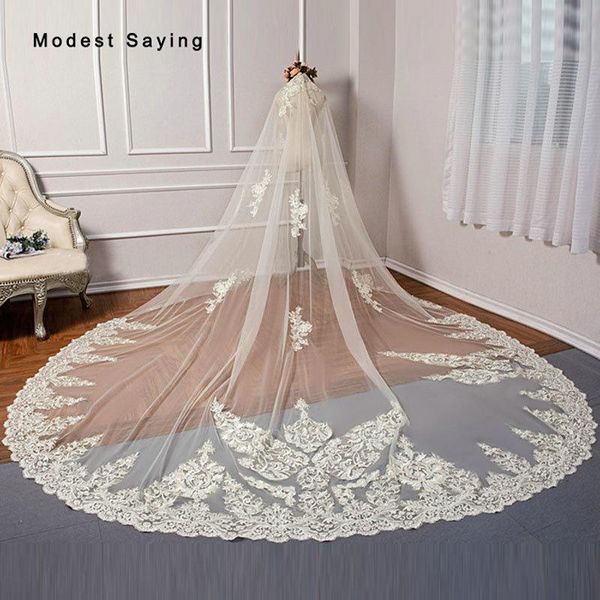 

bridal veils real picture ivory 3 m lace cathedral wedding 2021 formal royal accessories monarch velos de novia, Black