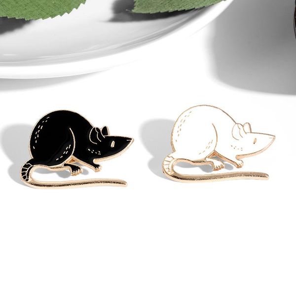 Anstecknadeln, Broschen, schwarze weiße Ratten, Emaille-Pin, Cartoon-Tier, Maus, individuelle Brosche, Abzeichen für Freunde, Schmuck, Großhandel, Kleidung, Revers