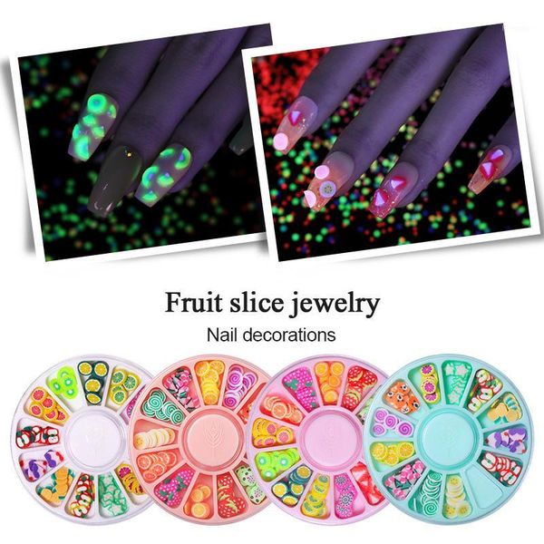 

pretty fluorescence 3d nail decoration irregular fruit slice tiny jewelry art decorations accessories in wheel1, Silver;gold