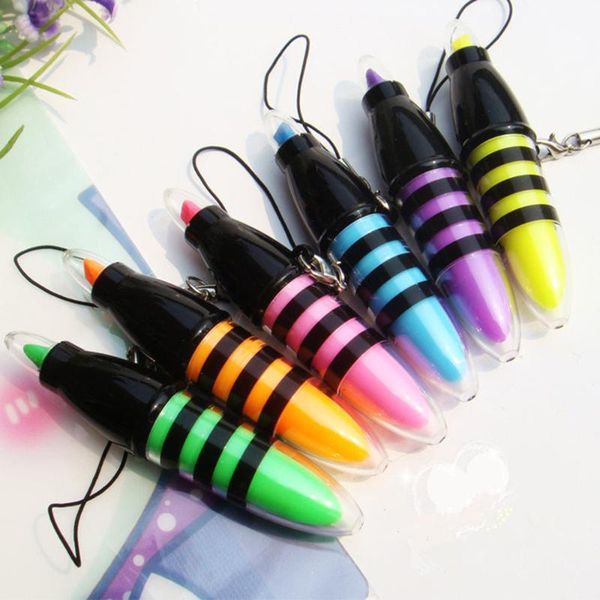 

highlighters 6colors/set mini cute bee highlighter pen kawaii stationery material escolar papelaria school supplies kids gift, Black;red