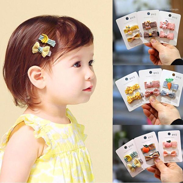 

2/6/8pcs/set toddlers kids cloth hair clips bows fruit animal barrettes hairpins children girls accessories ornament1, Slivery;white