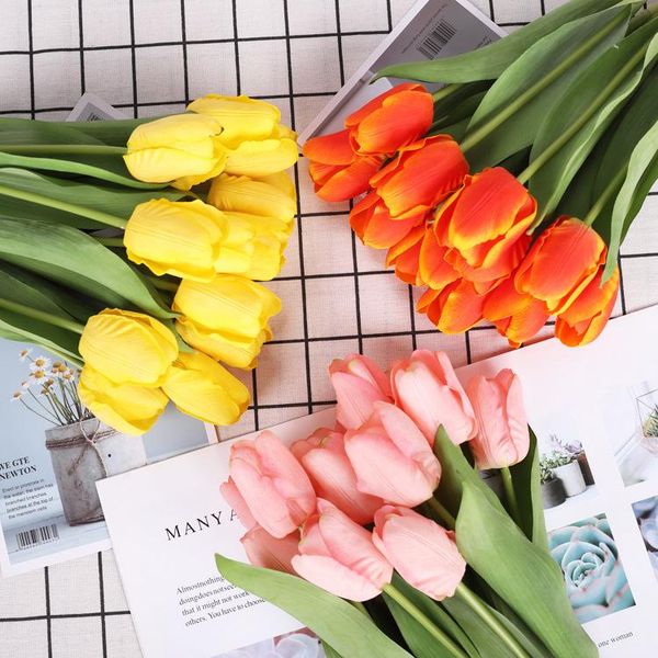 

decorative flowers & wreaths 1pc artificial real touch putulips fake flower bridal bouquet decorate wedding party household decor