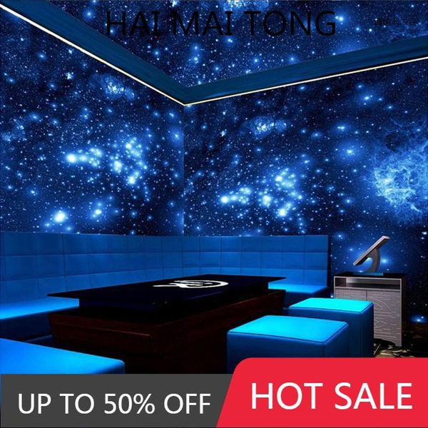 

wallpapers customized size 3d stereo blue night universe space shinning stars mural wallpaper for wall ceiling living room bar ktv decor