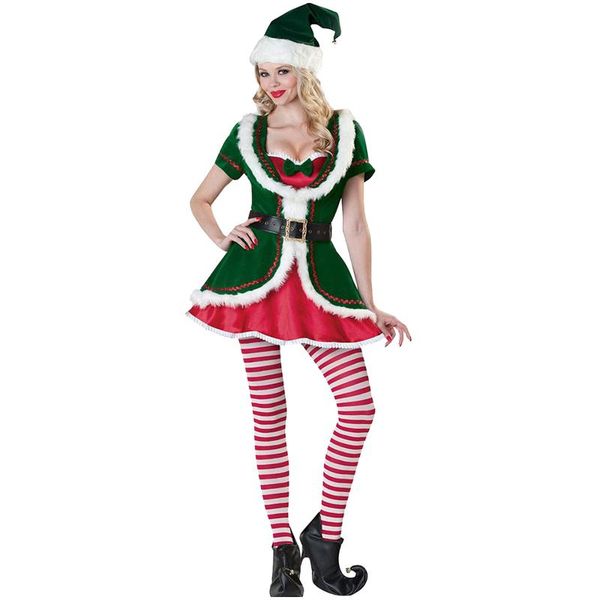 

casual dresses women's ball party dress full set of christmas costumes green cosplay skirt suit vestido, Black;gray