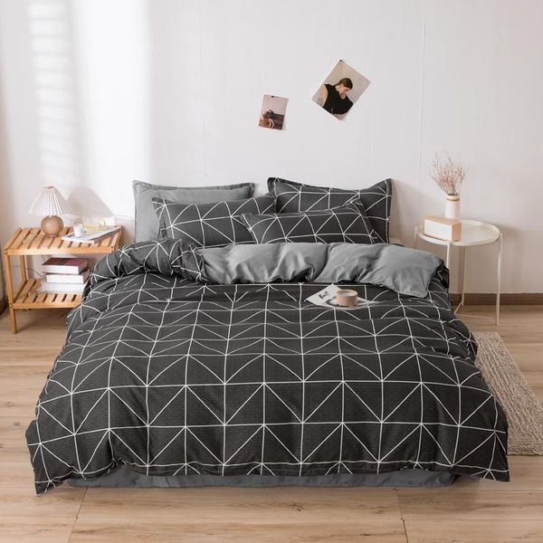 

bedding sets grid stripe soft tidy cotton bed linings duvet cover pillowcase sheet twin full  king size 3/4pcs