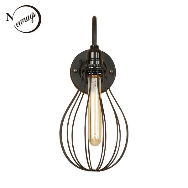 Lâmpadas de parede Industrial Modern Iron Black Lamp Light LED E27 com 2 estilos para o corredor do corredor do corredor Cafe