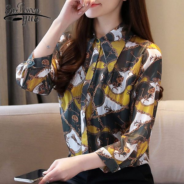 

blusas mujer de moda spring long sleeve print shirt korean fashion clothing ladies vintage clothes 8520 50 210521, White
