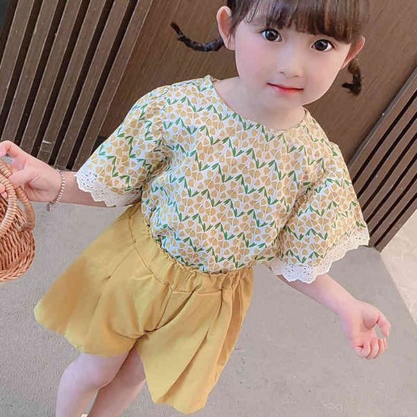

girl's dresses summer floral pattern clothing sets children's baby clothes kids s ssets 6x0c, Red;yellow