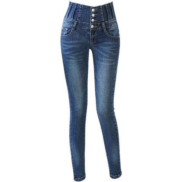 

women's jeans high waist women autumn stretch tight thin plus size for, Blue