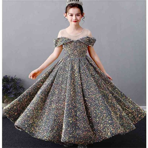 Lante laço meninas princesa flor menina vestidos casamento festa de aniversário longo vestido formal desfrutar vestidos de dama de honra júnior 210331