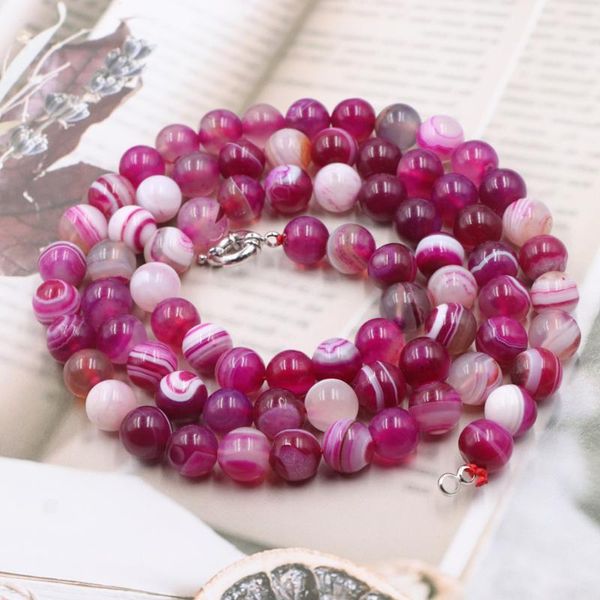 

colors round natural agates stone beads necklace for women 75cm female payer regious long strand chain necklaces jewelry b247 chains, Silver