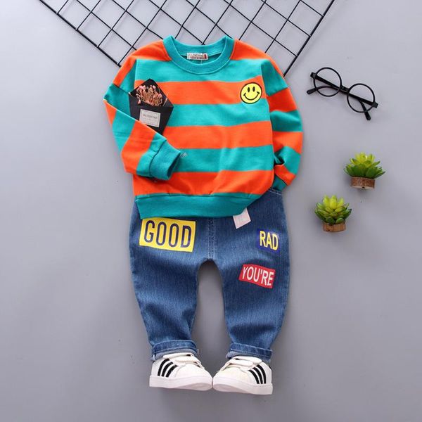 Kleidung Sets Frühling Herbst Baby Set Mode Kinder Jungen Outfits Für Bebes Trainingsanzug Baumwolle Streifen Stil Tops + Hosen 2 stücke