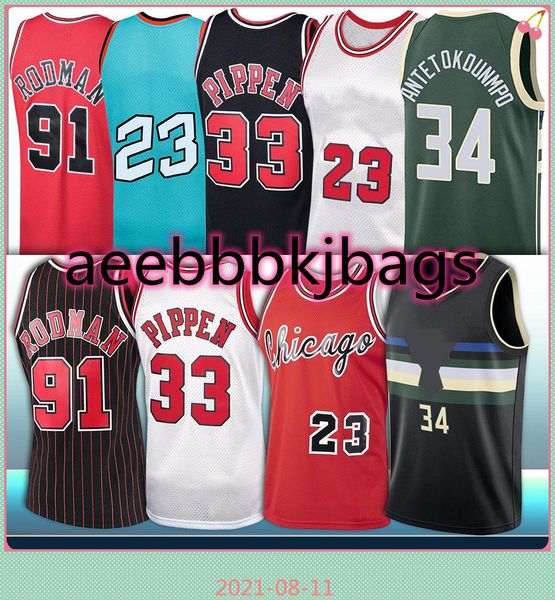 

ncaa antetokounmpo basketball 8 zach 33 scottie 91 dennis pippen lavine rodman 34 giannis retro stitched jersey, Black;red