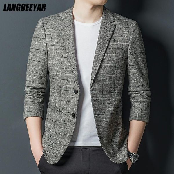 

men's suits & blazers grade designer brand casual fashion plaid men blazer slim fit jacket party suit coat mens clothing 2021, White;black