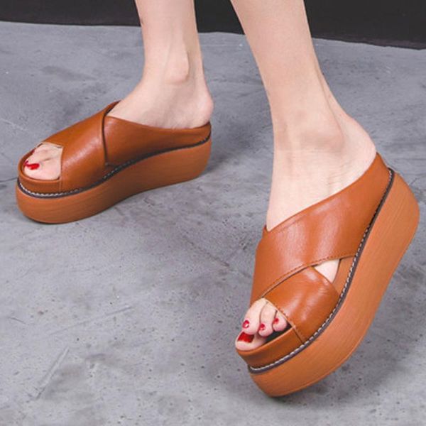 

women's summer slip-on flat peep toe breathable sandals rome platform shoes sandalias mujer 2021 zapatos de, Black