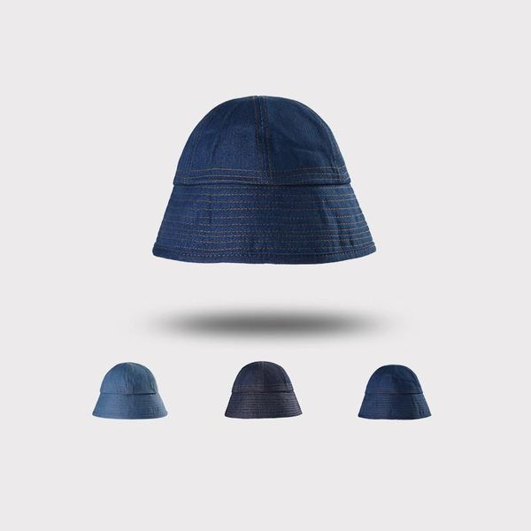 

wide brim hats cotton denim solid bucket hat fisherman outdoor travel sun cap for women 316, Blue;gray