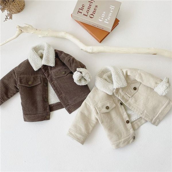 

jackets 2021 born baby girl boy corduroy jacket infant toddler child coat autumn winter warm thick kid outwear clothes 0-3y, Blue;gray
