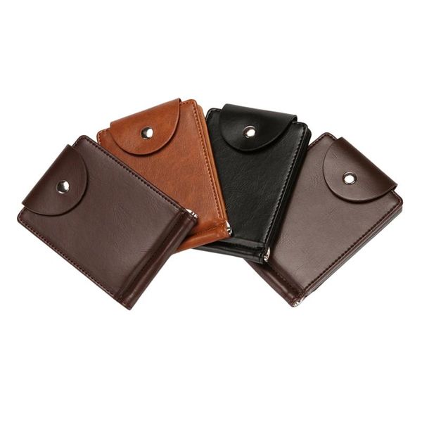 

card holders portable mini vintage men pu leather wallet holder male fashion purse small hasp money bag wallets clutch bags, Brown;gray